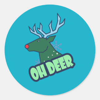 OH DEER Funny Christmas Reindeer Classic Round Sticker