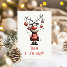 Oh Deer Funny Reindeer Christmas Card