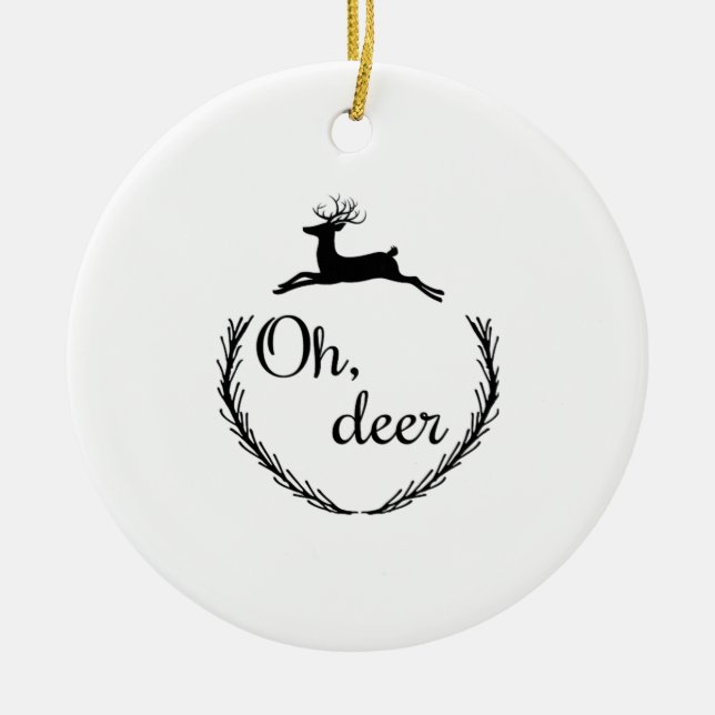 Oh Deer Funny Style Design Ceramic Tree Decoration (Front)