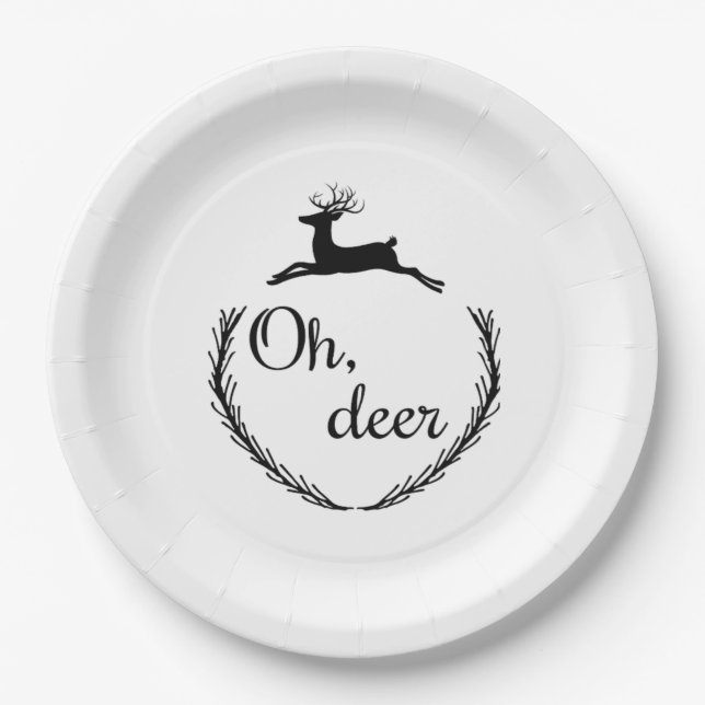 Oh Deer Funny Style Design  Paper Plate (Front)