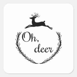 Oh Deer Funny Style Design  Square Sticker