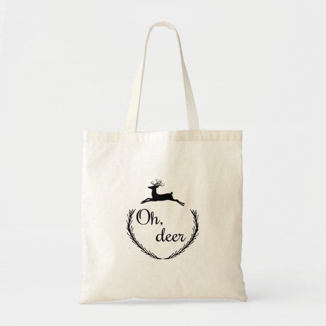 Oh Deer Funny Style Design Tote Bag (Front)