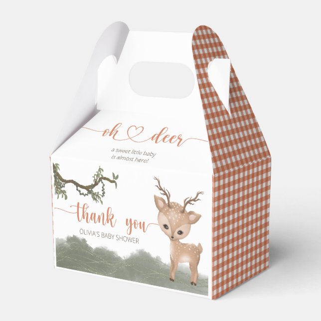 Oh Deer gender neutral woodland baby shower Favour Box (Front Side)
