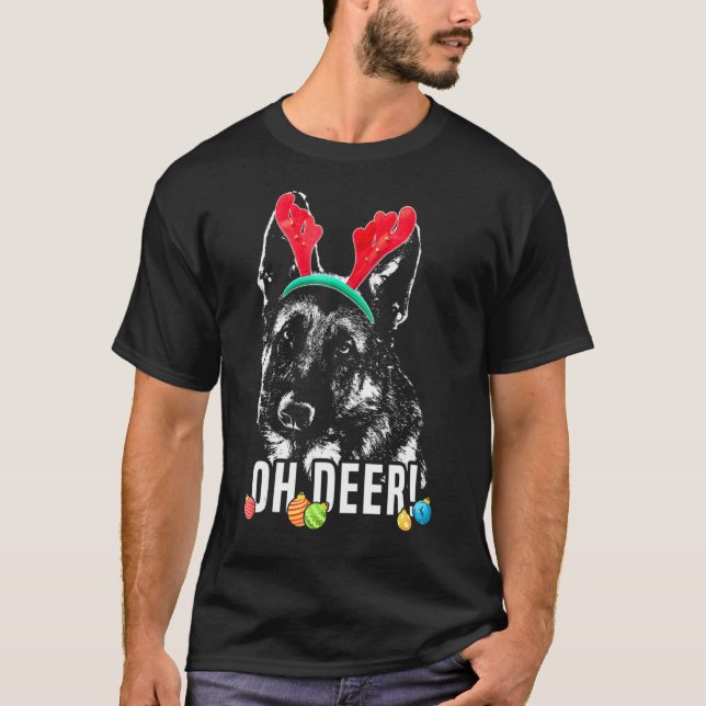 Oh Deer German Shepherd Xmas T-Shirt (Front)