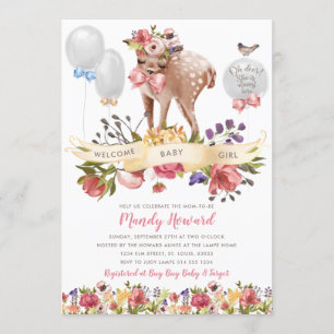 Oh Deer Girl Baby Shower Invitation