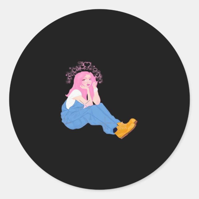 Oh Deer Graphic Artistic Design Classic Round Sticker (Front)