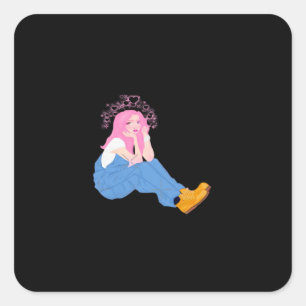 Oh Deer Graphic Artistic Design  Square Sticker