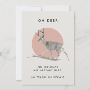 Oh Deer Happy Holidays Minimalist Modern Pink Geo  Holiday Card