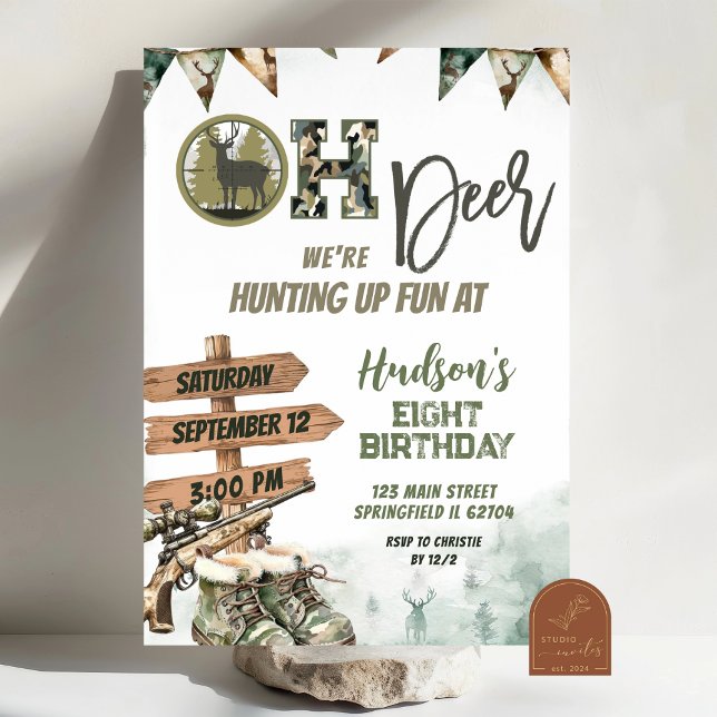 Oh Deer Hunting Camo Birthday Invitation (Creator Uploaded)