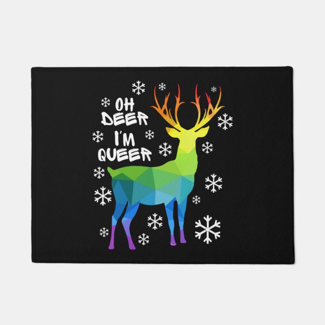 Oh Deer I'M Queer Funny Lgbt Gay Lesbian Christmas Doormat (Front)