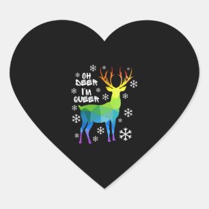 Oh Deer I'M Queer Funny Lgbt Gay Lesbian Christmas Heart Sticker