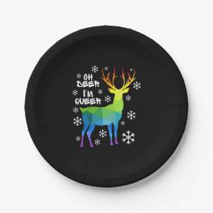 Oh Deer I'M Queer Funny Lgbt Gay Lesbian Christmas Paper Plate