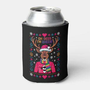 Oh Deer I'm Queer LGBT LGBTQ Gay Pride Ugly Xmas Can Cooler