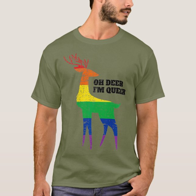 Oh Deer Im Queer LGBT Rainbow Gay Pride T-Shirt (Front)
