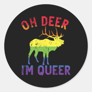 Oh Deer Im Queer Rainbow Lgbt Gay Pride Panual Les Classic Round Sticker