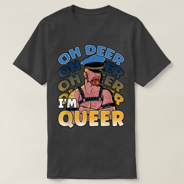 Oh Deer I'm Queer Rainbow LGBT Pride  T-Shirt (Design Front)