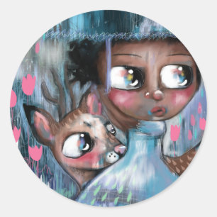 Oh! Deer It Is Raining Classic Round Sticker
