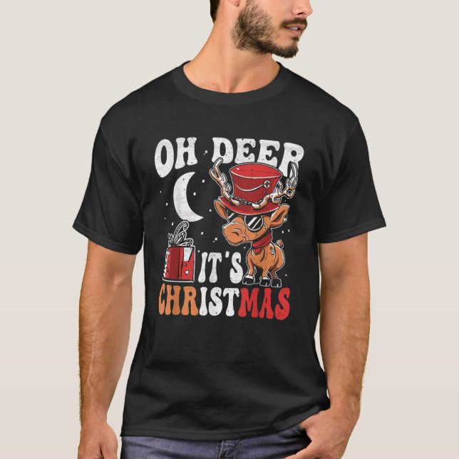 Oh Deer It s Christmas Funny Reindeer Steampunk X  T-Shirt (Front)