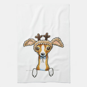 Oh Deer Italian Greyhound Tea Towel