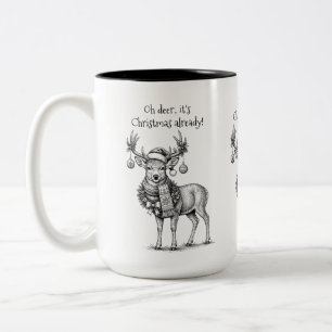 Oh deer, It's Christmas already! Two-Tone Coffee Mug