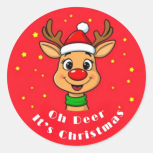 Oh Deer it's Christmas Classic Round Sticker