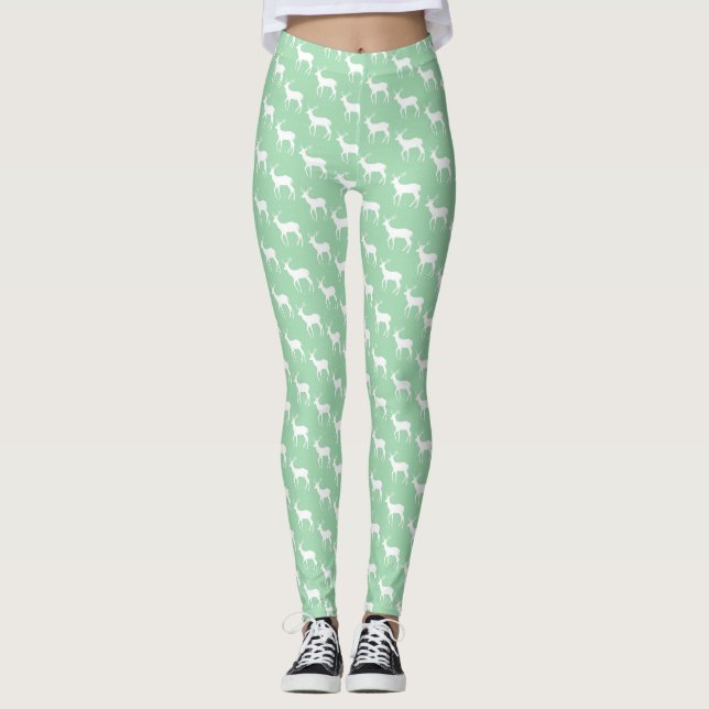 Oh Deer, it's Christmas [green] - Leggings (Front)