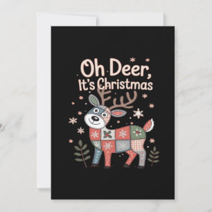 Oh Deer Its Christmas Miniature Patchwork Squares Holiday Card
