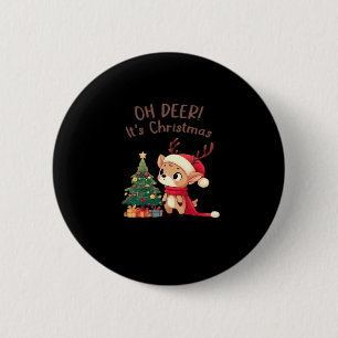 Oh Deer Its Christmas Modern Aesthetic Style 6 Cm Round Badge