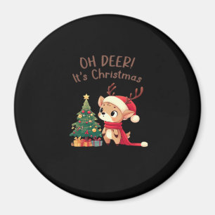 Oh Deer Its Christmas Modern Aesthetic Style Magnet