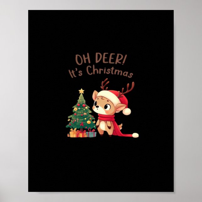 Oh Deer Its Christmas Modern Aesthetic Style  Poster (Front)