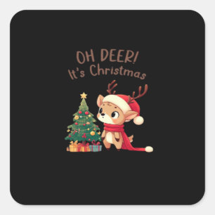 Oh Deer Its Christmas Modern Aesthetic Style  Square Sticker
