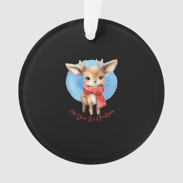Oh Deer Its Christmas Retro ClassiAcrylic Ornament (Front)