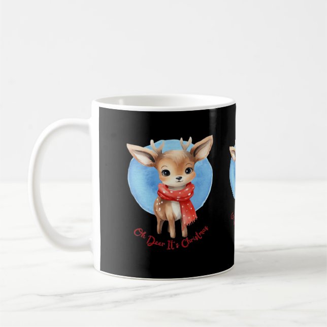 Oh Deer Its Christmas Retro Classic Design Coffee Mug (Left)