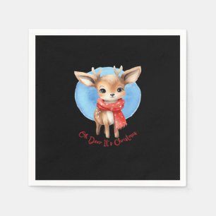 Oh Deer Its Christmas Retro Classic Design Napkin