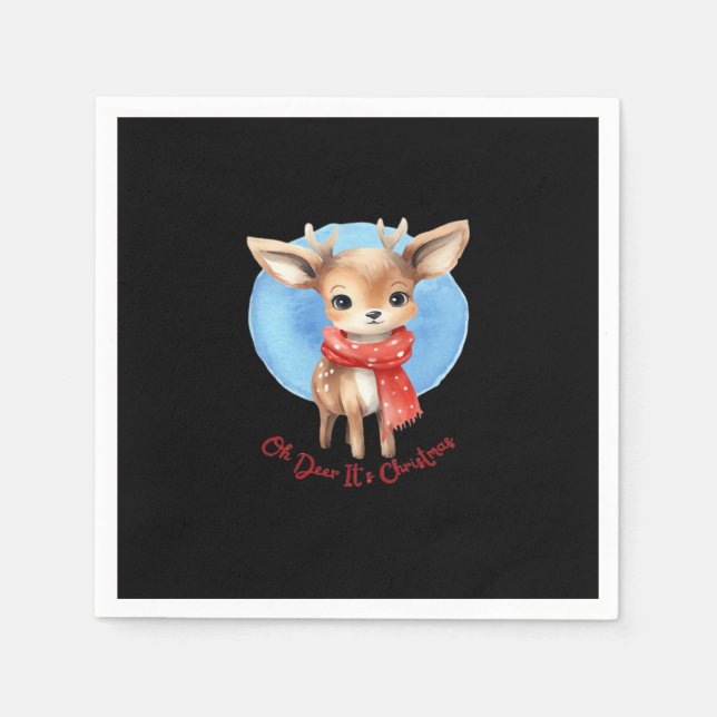 Oh Deer Its Christmas Retro Classic Design  Napkin (Front)