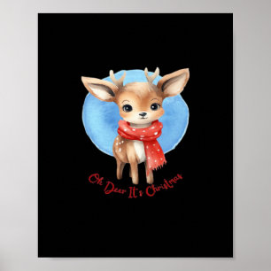 Oh Deer Its Christmas Retro Classic Design Poster