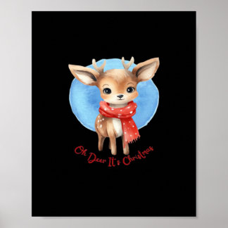 Oh Deer Its Christmas Retro Classic Design Poster