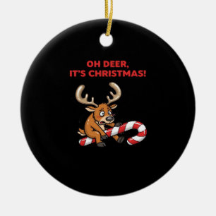 Oh Deer Its Christmas Stressed Reindeer With Sweet Ceramic Tree Decoration