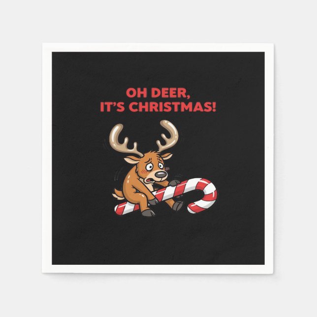 Oh Deer Its Christmas Stressed Reindeer With Sweet Napkin (Front)