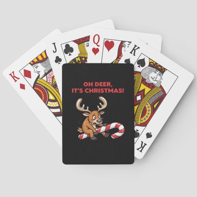 Oh Deer Its Christmas Stressed Reindeer With Sweet Playing Cards (Back)