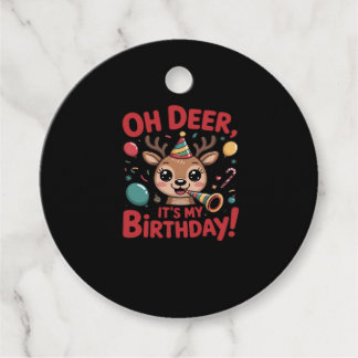 Oh Deer Its My Birthday Cute Reindeer Festive Styl Favour Tags