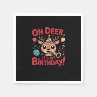 Oh Deer Its My Birthday Cute Reindeer Festive Styl Napkin