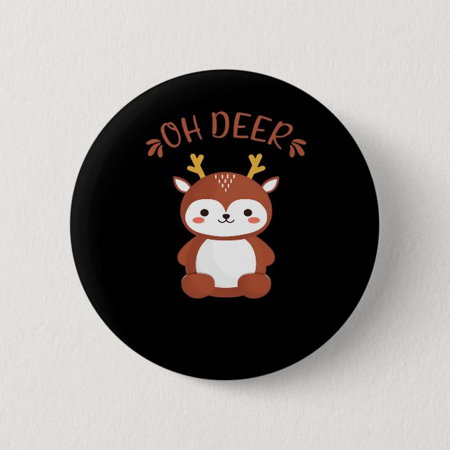 Oh Deer Kawaii Deer Playful Art Style  6 Cm Round Badge (Front)