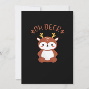Oh Deer Kawaii Deer Playful Art Style Holiday Card