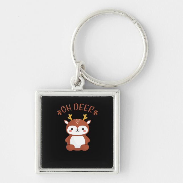 Oh Deer Kawaii Deer Playful Art Style  Key Ring (Front)