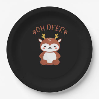 Oh Deer Kawaii Deer Playful Art Style Paper Plate