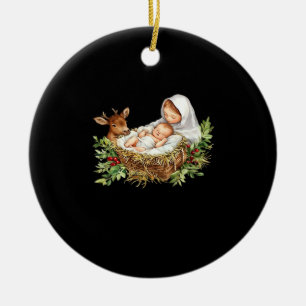 Oh Deer Mary Nativity Scene Christmas Jesus Ceramic Tree Decoration