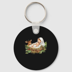 Oh Deer Mary Nativity Scene Christmas Jesus Key Ring