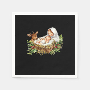 Oh Deer Mary Nativity Scene Christmas Jesus   Napkin