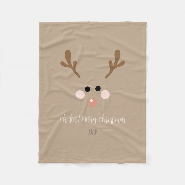 Oh deer! Merry Christmas Fleece Blanket (Front)